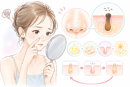 鼻の毛穴が黒く見えるのはなぜ?黒ずみの正体と見え方の変化