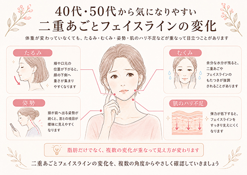 40代・50代から気になりやすい二重あごとフェイスラインの変化