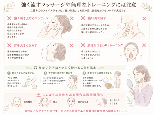 強く流すマッサージや無理なトレーニングには注意
