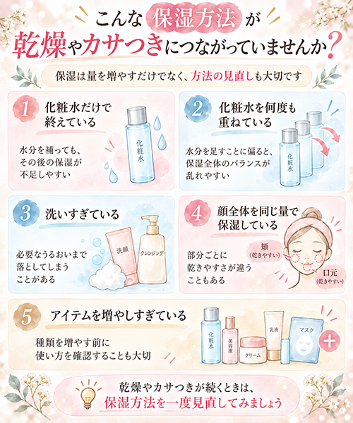 こんな保湿方法が乾燥やカサつきにつながっていませんか?