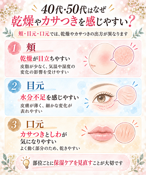 40代・50代はなぜ乾燥やカサつきを感じやすい?