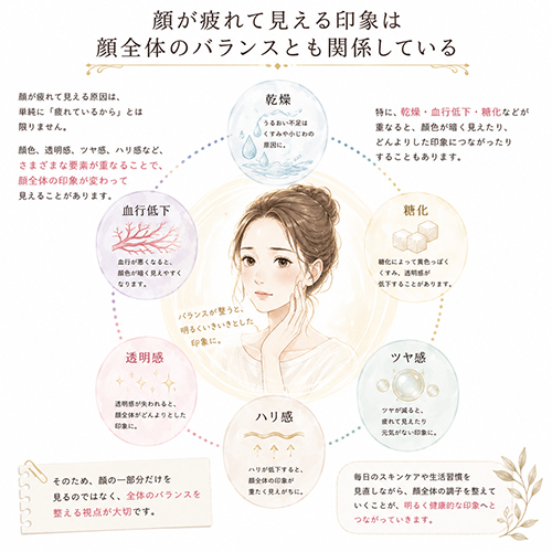 顔が疲れて見える印象は顔全体のバランスとも関係している