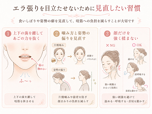 エラ張りを目立たせないために見直したい習慣