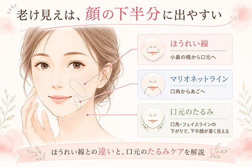 口元のたるみ・マリオネットラインとほうれい線の違い
