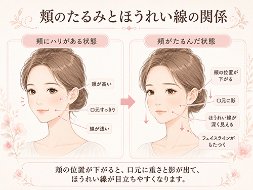 頬のたるみでほうれい線が目立ちやすくなる理由