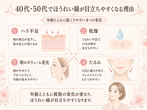 40代・50代でほうれい線が目立ちやすくなる理由