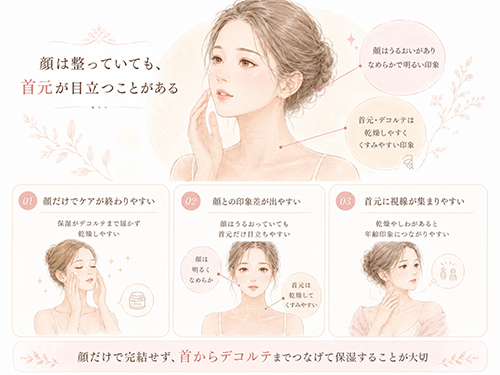 顔だけケアしても首元が目立ってしまう理由