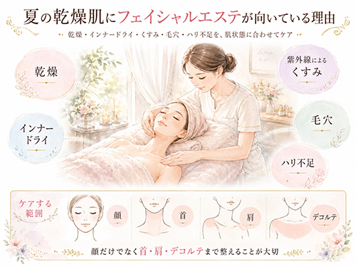 夏の乾燥肌にフェイシャルエステが向いている理由