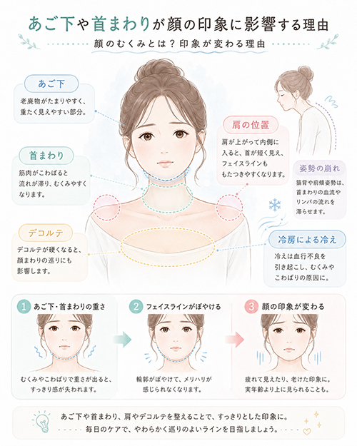 あご下や首まわりが顔の印象に影響する理由