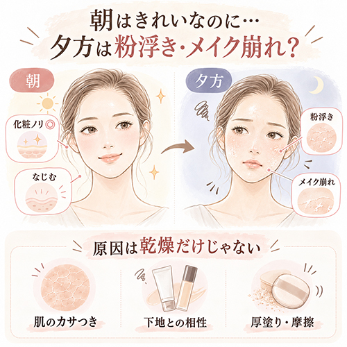 冬の粉浮き・メイク崩れは、肌の状態とファンデーションのなじみ方がポイント