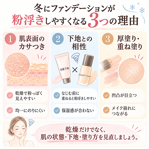 冬にファンデーションが粉浮きしやすくなる3つの理由