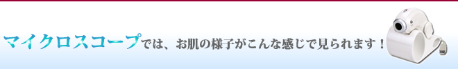 マイクロスコープでお肌の様子が見られます。